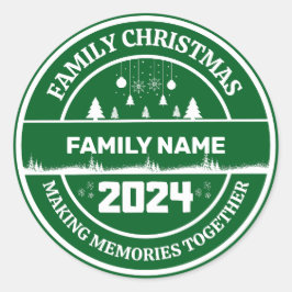 Pegatina Redonda Navidades familiares 2024| Reuniendo Recuerdos
