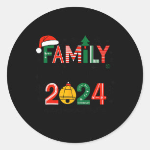 Pegatina Redonda Navidades Familiares 2024 Ropa De Acordancia Xmas 