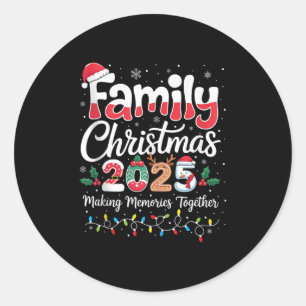 Pegatina Redonda Navidades Familiares 2025 Ropa De Acordancia Xmas