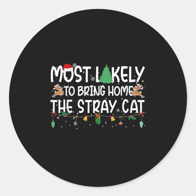 Pegatina Redonda Navidades Familiares Con Mayores Probabilidades De (Anverso)