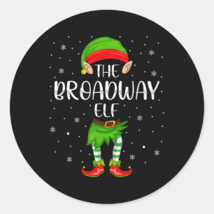 Pegatina Redonda Navidades familiares de Broadway Elf Xmas Fiesta c