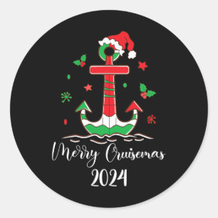 Pegatina Redonda Navidades familiares en crucero 2024