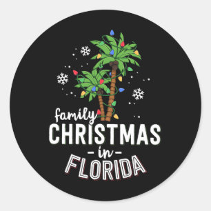 Pegatina Redonda Navidades Familiares En Florida Palm Trees Xmas Be