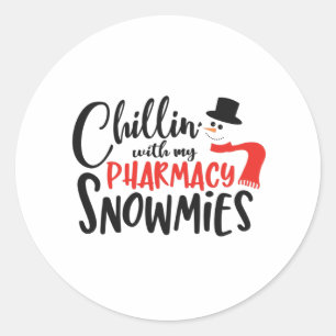 Pegatina Redonda Navidades Farmacéutico, Farmacy Chillin