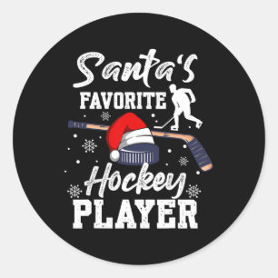 Pegatina Redonda Navidades favoritos de hockey de Santa Ana Pajama