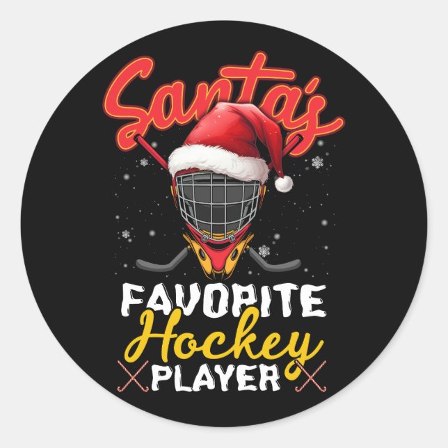 Pegatina Redonda Navidades favoritos de hockey de Santa Ana Pajama  (Anverso)
