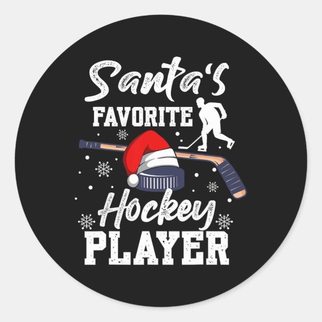 Pegatina Redonda Navidades favoritos de hockey de Santa Ana Pajama  (Anverso)