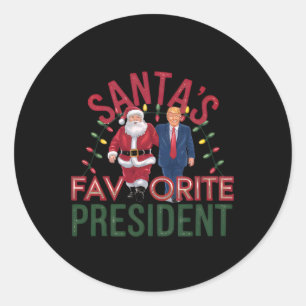 Pegatina Redonda Navidades favoritos del presidente de Santa Claus,