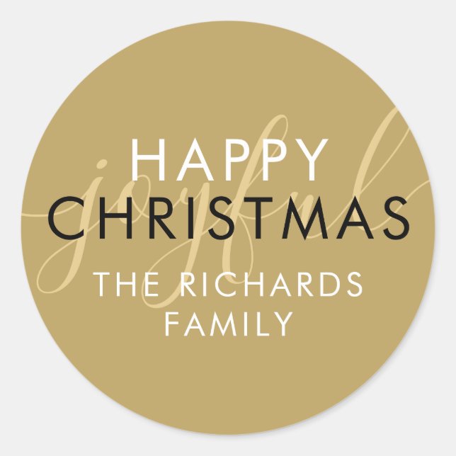 Pegatina Redonda Navidades felices de oro moderno guión de Moda ale (Anverso)