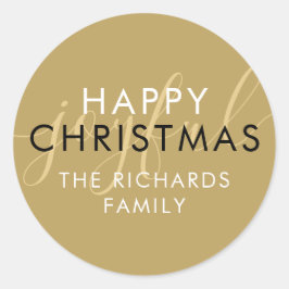 Pegatina Redonda Navidades felices de oro moderno guión de Moda ale