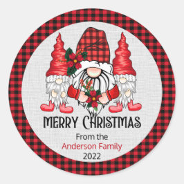 Pegatina Redonda Navidades - Feliz Navidad Gnomes