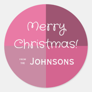 Pegatina Redonda Navidades Feliz Navidad Mínimo Berry Rosa Check