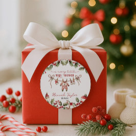 Pegatina Redonda Navidades Feliz Pequeño Baby Shower