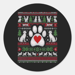 Pegatina Redonda Navidades feos animales veterinarios perros gatos