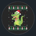 Pegatina Redonda Navidades feos de cocodrilos con animales caseros<br><div class="desc">Dulce de la familia de los animales cocodrilos Navidades feos</div>