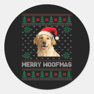 Pegatina Redonda Navidades feos de Golden Retriever Santa Dog Xmas