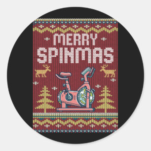Pegatina Redonda Navidades feos de merry Spinmas Fiesta navideño