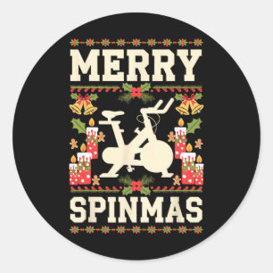 Pegatina Redonda Navidades feos de merry Spinmas Fiesta navideño en
