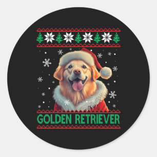 Pegatina Redonda Navidades feos del Golden Retriever Santa Hat