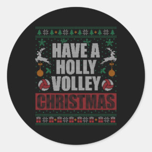 Pegatina Redonda Navidades feos del voleibol Holly Volley navidad h