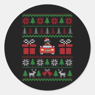 Pegatina Redonda Navidades feos embellecen Navidad Rottweiler con S