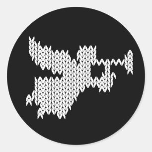 Pegatina Redonda Navidades feos suéter Angel Trumpet Religioso