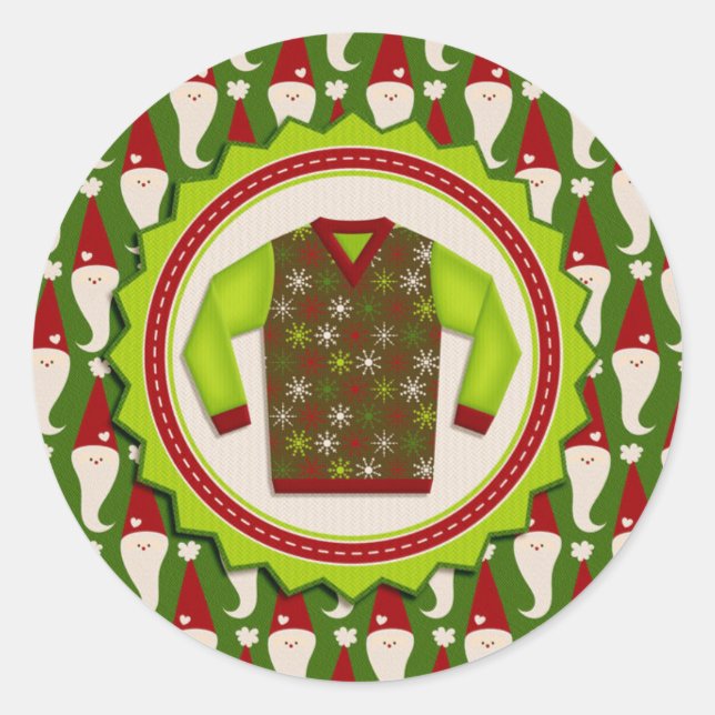 Pegatina Redonda Navidades feos suéter Pegatinas (Anverso)