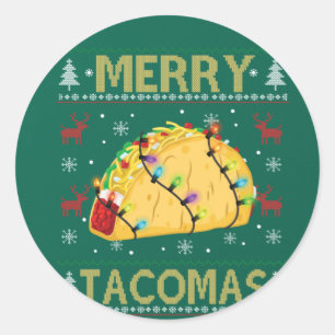 Pegatina Redonda Navidades feos Taco TShirt Funny Tacos Gift Merry
