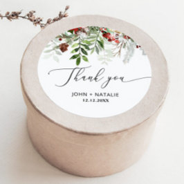 Pegatina Redonda Navidades festivos de invierno boda evergeen