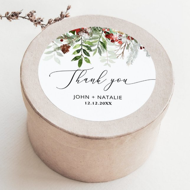 Pegatina Redonda Navidades festivos de invierno boda evergeen (Subido por el creador)