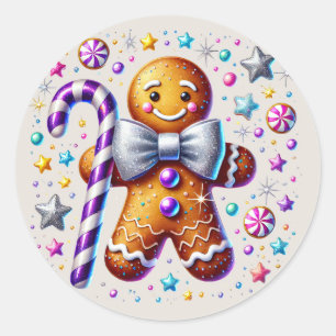 Pegatina Redonda Navidades festivos Gingerbread