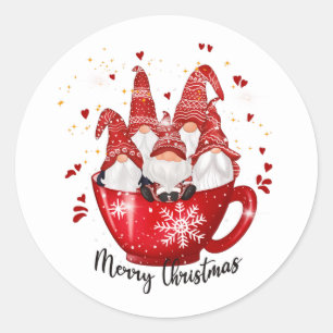 Pegatina Redonda Navidades festivos gnome