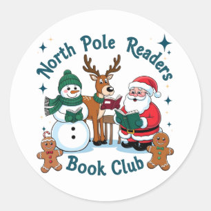 Pegatina Redonda Navidades festivos North Pole Book Club