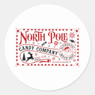 Pegatina Redonda Navidades festivos North Pole Candy Company