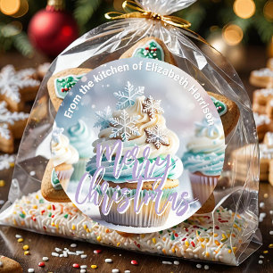 Pegatina Redonda Navidades festivos pastelitos de fiesta