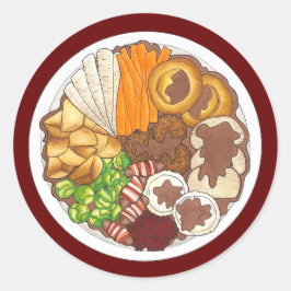 Pegatina Redonda Navidades Fiesta de cena Gran Bretaña Festividad c