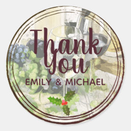 Pegatina Redonda Navidades Fiesta de vino y queso Personalizado cor