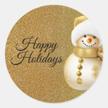 Navidades Fiesta Golden Snowman Snowflakes Holiday