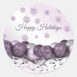 Pegatina Redonda Navidades Fiesta Pink Purple Ornamakes Snowflakes