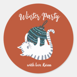 Pegatina Redonda Navidades Fiestas de invierno juguetean regalo de 