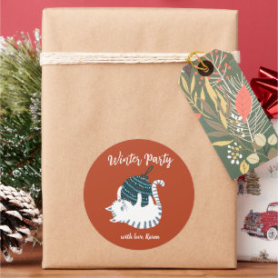 Pegatina Redonda Navidades Fiestas de invierno juguetean regalo de