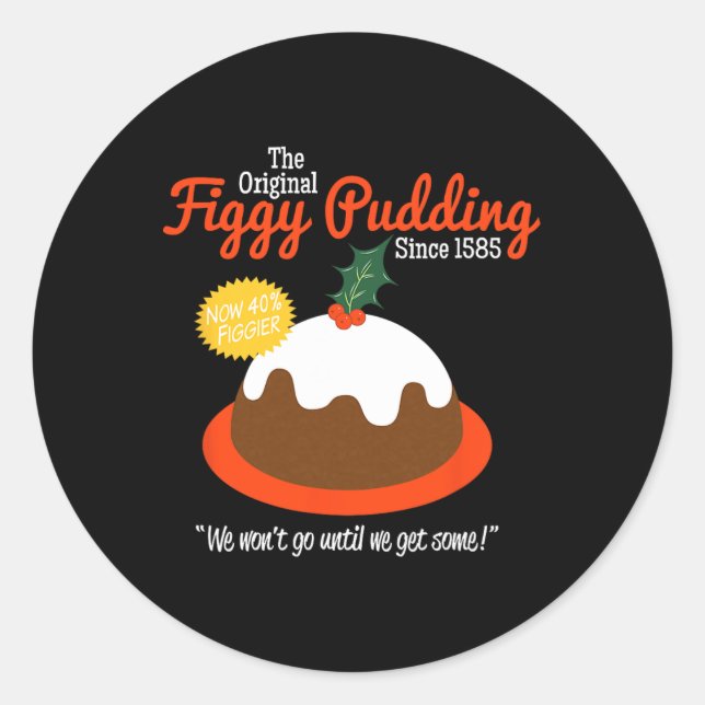 Pegatina Redonda Navidades Figgy Pudding Retro T (Anverso)