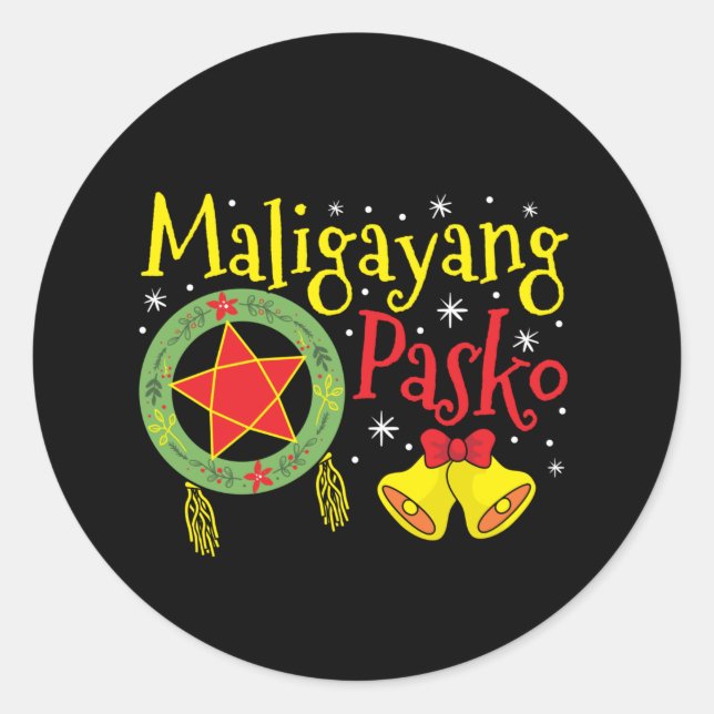 Pegatina Redonda Navidades filipinos Maligayang Pasko (Anverso)