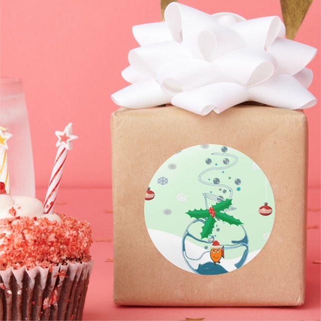 Pegatina Redonda Navidades Fish (Fiesta)