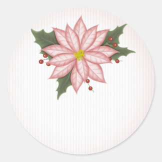Pegatina Redonda Navidades Flor rosa de Poinsetta