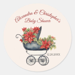 Pegatina Redonda Navidades florales Carriage Baby Shower