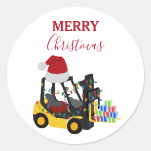 Pegatina Redonda Navidades Forklift Truck