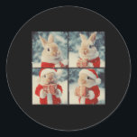 Pegatina Redonda Navidades fotográficos animales de Conejo Conejo S<br><div class="desc">Conejo conejo de conejo de Navidades de fotografía con animales</div>
