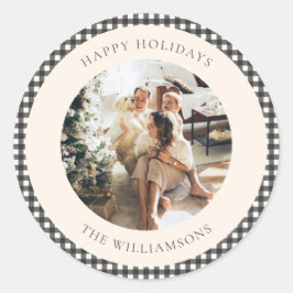 Pegatina Redonda Navidades fotográficos de Personalizado Black Ging
