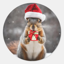 Navidades Fox Squirrel con un Sombrero